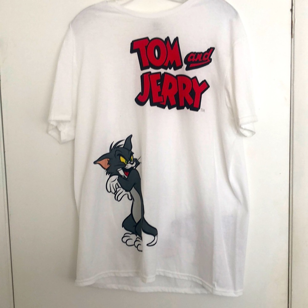 Tom & Jerry double sided L white tee shirt